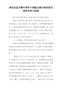 参加全县乡镇中青年干部能力提升培训班交流发言学习收获