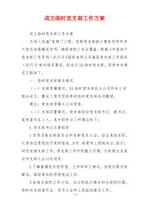 成立临时党支部工作方案