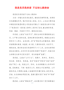 我是党员我承诺 不忘初心践使命