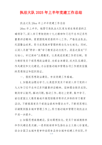 执法大队2025年上半年党建工作总结