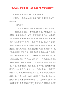 执法部门党支部书记2025年度述职报告