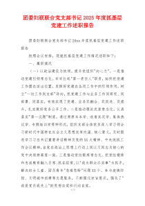 团委妇联联合党支部书记2025年度抓基层党建工作述职报告