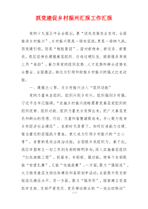 抓党建促乡村振兴汇报工作汇报