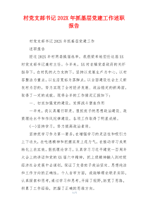 村党支部书记202X年抓基层党建工作述职报告
