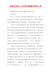 抓基层党建工作反馈问题整改情况汇报
