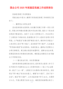 国企公司2025年抓基层党建工作述职报告