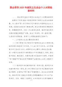国企领导2025年度民主生活会个人对照检查材料