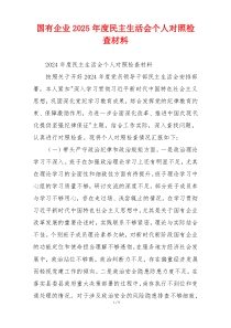 国有企业2025年度民主生活会个人对照检查材料