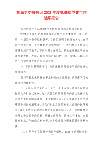 某局党支部书记2025年度抓基层党建工作述职报告