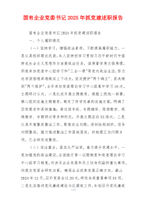 国有企业党委书记2025年抓党建述职报告