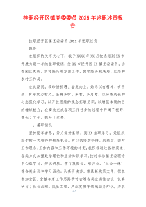挂职经开区镇党委委员2025年述职述责报告