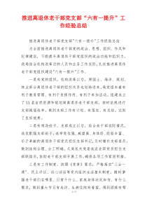 推进离退休老干部党支部“六有一提升”工作经验总结