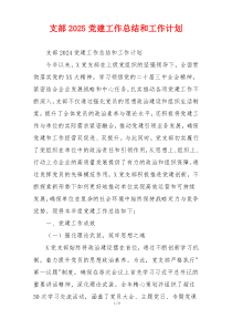 支部2025党建工作总结和工作计划