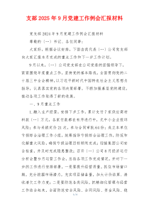 支部2025年9月党建工作例会汇报材料