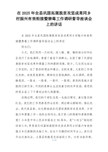 在2025年全县巩固拓展脱贫攻坚成果同乡村振兴有效衔接暨禁毒工作调研督导座谈会上的讲话
