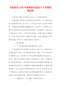 支部党员2025年度组织生活会个人对照检查材料