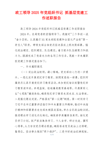 政工领导2025年党组织书记 抓基层党建工作述职报告