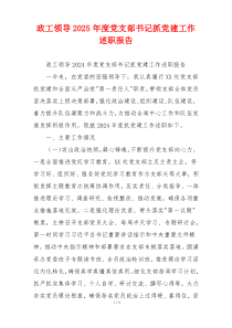 政工领导2025年度党支部书记抓党建工作述职报告