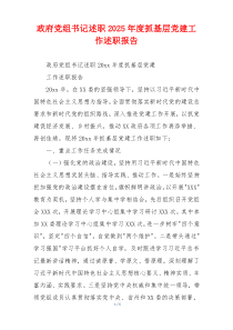 政府党组书记述职2025年度抓基层党建工作述职报告