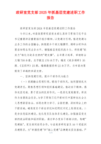 政研室党支部2025年抓基层党建述职工作报告