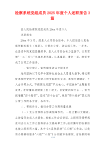 检察系统党组成员2025年度个人述职报告3篇