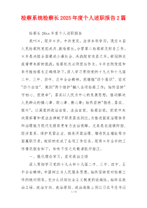 检察系统检察长2025年度个人述职报告2篇