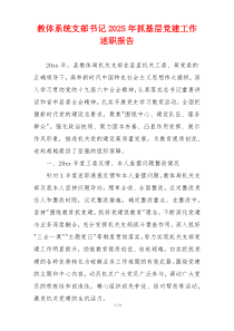 教体系统支部书记2025年抓基层党建工作述职报告