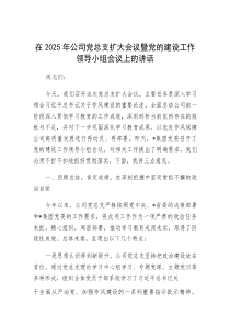 在2025年党总支扩大会议暨党的建设工作领导小组会议上的讲话（公司）