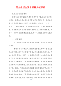 民主生活会发言材料乡镇干部