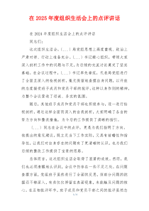 在2025年度组织生活会上的点评讲话