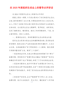 在2025年度组织生活会上的督导点评讲话