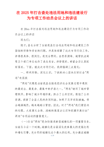 在2025年打击查处违法用地和违法建设行为专项工作动员会议上的讲话