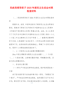 民政局领导班子2025年度民主生活会对照检查材料