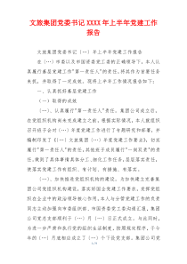 文旅集团党委书记XXXX年上半年党建工作报告
