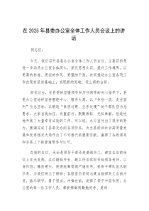 在2025年全体工作人员会议上的讲话（县委办公室）