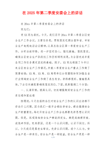 在2025年第二季度安委会上的讲话