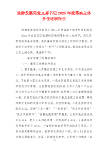 旅游发展局党支部书记2025年度落实主体责任述职报告