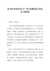 在2025年全区关心下一代工作委员会工作会议上的讲话