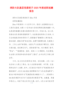 消防大队基层党委班子2025年度述职述廉报告