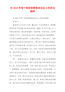 在2025年轻干部挂职锻炼谈话会上的讲话提纲