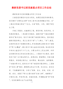 最新党委书记抓党建重点项目工作总结