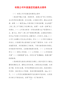 有限公司年度基层党建亮点清单