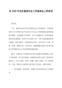 在2025年全区基层社会工作座谈会上的讲话