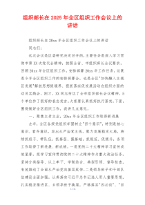 组织部长在2025年全区组织工作会议上的讲话