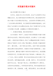 村党建引领乡村振兴