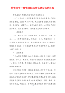村党总支开展党组织标准化建设总结汇报