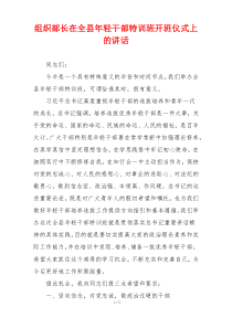 组织部长在全县年轻干部特训班开班仪式上的讲话