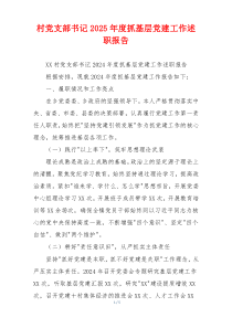 村党支部书记2025年度抓基层党建工作述职报告