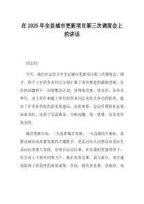 在2025年全县城市更新项目第三次调度会上的讲话