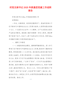 村党支部书记2025年抓基层党建工作述职报告
